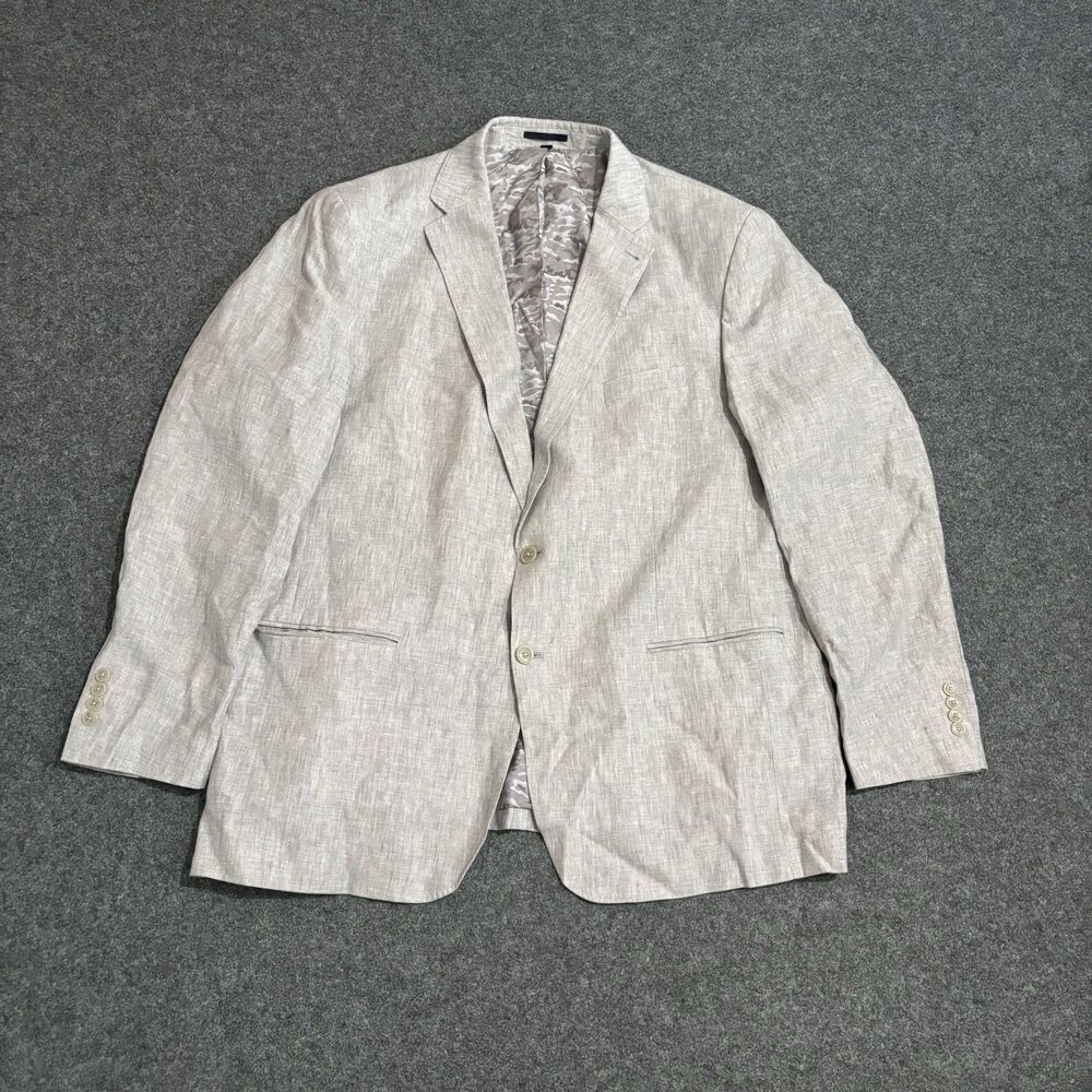 Jos A Bank Linen Blazer Men's Size 52 Long Gray Business Casual Summer Jacket